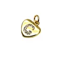 Gold heart shaped pendant with micro-pave zirconia letter C for DIY jewelry making - 9*10*1.8mm / Letter G