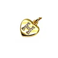 Golden heart-shaped pendant featuring micro-pave cubic zirconia letter H design - 9*10*1.8mm / Letter H