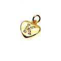 Gold heart charm with micro-paved cubic zirconia initial letter K for jewelry DIY - 9*10*1.8mm / Letter K