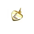 Gold heart-shaped pendant with micro-set zircon letter L for DIY jewelry making. - 9*10*1.8mm / L