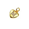 Gold-tone heart pendant featuring a micro-paved cubic zirconia letter M design - 9*10*1.8mm / M