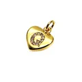 Gold heart pendant with micro-paved zircon letter Q for DIY jewelry making charms - 9*10*1.8mm / Letter Q