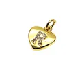 Golden heart-shaped pendant featuring a micro-inlaid zircon letter R for DIY jewelry - 9*10*1.8mm / Letter R