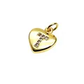 Gold heart-shaped pendant with micro-pave cubic zirconia letter T for DIY jewelry making projects - 9*10*1.8mm / Letter T