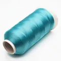 Carrete de hilo de seda de hielo de alto brillo cian de 3 cabos para borlas y bordados DIY - 3 cabos / Azul lago