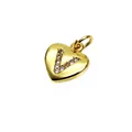 Elegant gold heart-shaped charm with micro-paved zircon letter V for DIY jewelry. - 9*10*1.8mm / Letter V