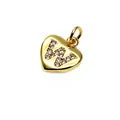Elegant gold heart pendant featuring a sparkling micro-paved cubic zirconia letter W - 9*10*1.8mm / Letter W