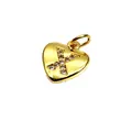 Gold heart pendant with micro-pave zircon letter X for DIY necklaces and bracelets - 9*10*1.8mm / Letter X
