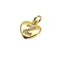 Gold plated heart-shaped charm with micro-pave cubic zirconia letter Z for DIY jewelry. - 9*10*1.8mm / Letter Z