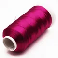 Hilo de nailon de seda de hielo fucsia brillante de 3 cabos para borlas DIY y bordado - 3 cabos / Rojo Rosa (129#)