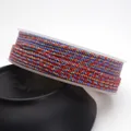 Multicolored cotton cord with gold metallic thread for DIY jewelry making - Approximately 0.8mm / No. 98 (Red Blue Gold Mix)