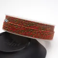 Red and green mixed color hand-twisted cotton rope with gold metallic thread for DIY crafts - Approximately 0.8mm / 102 (Red & Green with Gold)