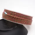 Hand-twisted multi-color cotton jewelry cord with gold thread for DIY bracelet making. - Approximately 0.8mm / Mixed Dark Green Date Red Gold (121)