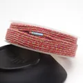 Hand-twisted cotton rope with gold thread on a plastic spool for DIY jewelry making - Approximately 0.8mm / Mixed Red-Pink Beige Gold (123)