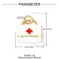 Detailed dimensions and weight of medical box charm made of white enamel and copper - Medical Box Style (VM008) / 5 Pieces