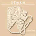 Minimalist handmade crochet floral triangle headscarf in cream white knit for women - One Size / Triple Weave Pattern / Off White