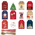 96pcs Christmas gift tags set with red white cotton twine for holiday present decoration - S588 Style / 96 Tags (Including 100 Ropes)