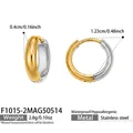 Orecchini a cerchio bicolore in acciaio inossidabile con combinazione di colori oro e argento - 1.2cm / oro bicolore