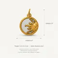 Colgante de sol redondo de acero inoxidable dorado para bisutería, 20 mm x 16 mm. - Forma de sol redondo / Colgante de sol dorado - Edición de concha