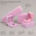 Pink velvet jewelry boxes for rings, necklaces, and bracelets with dimensions - Ring Box 50*60*45mm / Pink