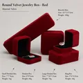 Red velvet jewelry box set with rounded corners for rings, pendants, and bracelets - Bangle Box 90*90*40mm / Burgundy