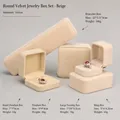 Premium yellow velvet jewelry box set with rounded corners for rings and bracelets - Bangle Box 90*90*40mm / Beige