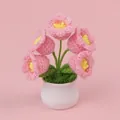 Cute handmade pink crocheted flower potted plant, SKU variant on soft pink background. - Pink Lily of the Valley (5-Head) Potted Plant