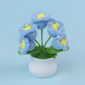 Handmade crochet blue forget-me-not flower potted plant in a white ceramic vase - Blue Lily of the Valley (5-Head) Potted Plant