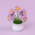 Beautiful handmade crochet purple flowers in a white minimalist pot for desk decor - 5-Head Lily of the Valley Small Potted Plant / Purple