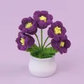 Handmade crochet purple flower potted plant ornament for desk decoration and gifts - Dark Purple Lily of the Valley (5-Head) Small Potted Plant