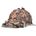 Detailed view of 3D bionic maple leaf camouflage baseball cap for jungle hunting - Adjustable / Dome Style / Coffee