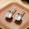 Klassische silberfarbene Ohrstecker mit 6-Krallen-Zirkonia im Rundschliff für Damen SKU - Sechs-Krallen Zirkonia Ohrstecker (7918)
