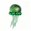 Translucent green jellyfish squishy stress relief toy with decorative gold glitter accents - Bag Packaging / Green Jellyfish
