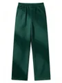 Men's loose straight-leg casual pants in forest green with a comfortable elastic waist - Dark Green