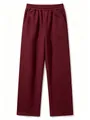 Premium men's burgundy straight-leg casual pants with elastic waist for autumn winter - Burgundy