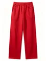 Men's minimalist red straight-leg casual sweatpants with elastic waist and pockets - Red