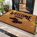 Natural coir doormat with Welcome Home text and clog shoe pattern for entryway - Home Footprint / 45*75cm (ai-2 Pieces Set) / Brown