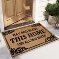 Natural coir doormat featuring May God Bless This Home design for front door entry - 40*60cm / Best Wishes