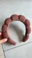 Padded dusty rose cloud headband with soft towel fleece texture for a high-top look - Red Brown