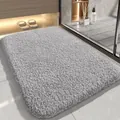 Soft grey plush absorbent bathroom mat for home toilet door non-slip - 40*60cm / Regular Fit / Light Gray
