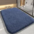 Soft deep blue shaggy bath mat with non-slip backing for modern bathroom decor - 50*80cm / Regular Fit / Blue