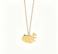 Collier minimaliste plaqué or avec pendentif carte d'Islande et détail de découpe en cœur - Irlande / Or