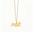 Élégant collier pendentif carte de Russie en or minimaliste avec motif cœur évidé pour femmes - Hongrie / Or