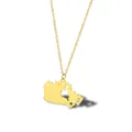 Collier pendentif carte du Canada doré minimaliste avec petit motif de cœur évidé - Canada / Or