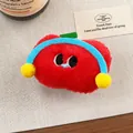 Schattige cartoon rode appel pluche haarclip met blauwe koptelefoon voor kinder haaraccessoire - Hoofdtelefoon Appel Pop - Haarclip