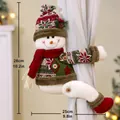 Embrasse de rideau créative bonhomme de neige en peluche Noël, 26 cm de haut et 141 g. - Boucle de rideau bonhomme de neige avec pull vert (013-B) / Voir l'image pour les dimensions
