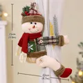 Embrasse de rideau bonhomme de neige en peluche pour décoration de fenêtre de Noël - Boucle de rideau bonhomme de neige avec bonnet à carreaux rouges et bruns (012-B) / Voir l'image pour les dimensions