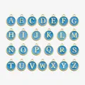 Blaue Emaille A-Z Buchstabenanhänger aus vergoldeter Legierung für DIY-Halsketten - Buchstabe A / Seeblau