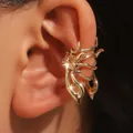 Creative golden insect-inspired metal ear cuff with organic fluid design for a bold look - Fluid Bionic Design Ear Bone Clip (M-685) / 1PC / 14K Gold