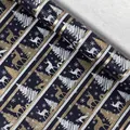 Rouleau de papier cadeau de Noël vintage avec motifs de rennes et d'arbres dorés et argentés - Série de Noël-Forêt de Rennes Bleue; 0,43*3m